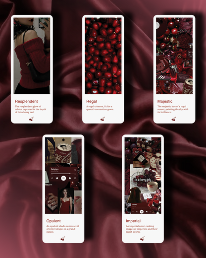 Royal Cherry Red Set of 5 Bookmarks